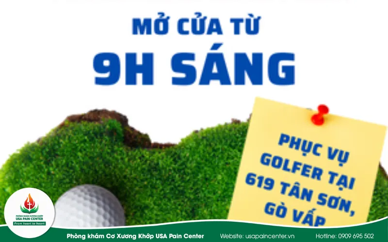 Phòng khám xương khớp mở cửa từ 9h sáng, phục vụ Golfer gần sân golf Tân Sơn Nhất.