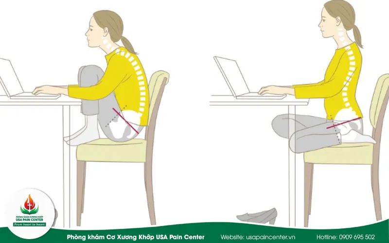 Tư thế ngồi khó khăn thường phải co chân