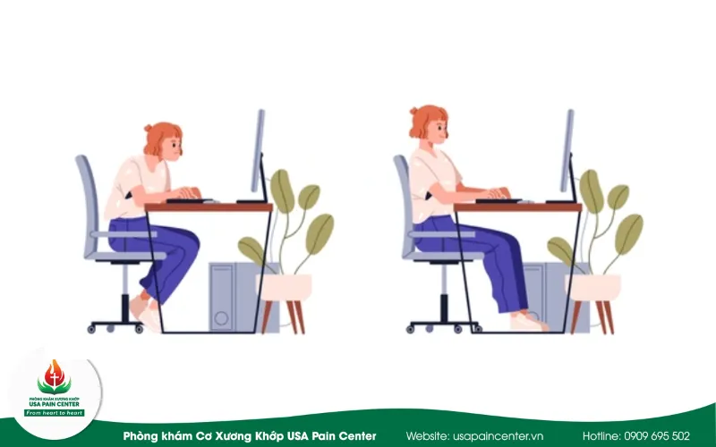 Tư thế ngồi co người khom lưng và chân bắt chéo