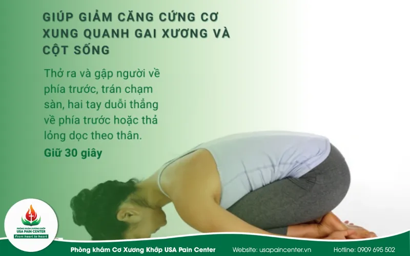 Tư thế Em Bé kéo giãn toàn diện hệ cơ xương khớp sau lưng